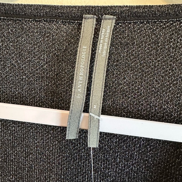 Anthropologie NWT Twofer Black Metallic Shimmer V Neck Pullover Sweater Medium‎ - Picture 3 of 7